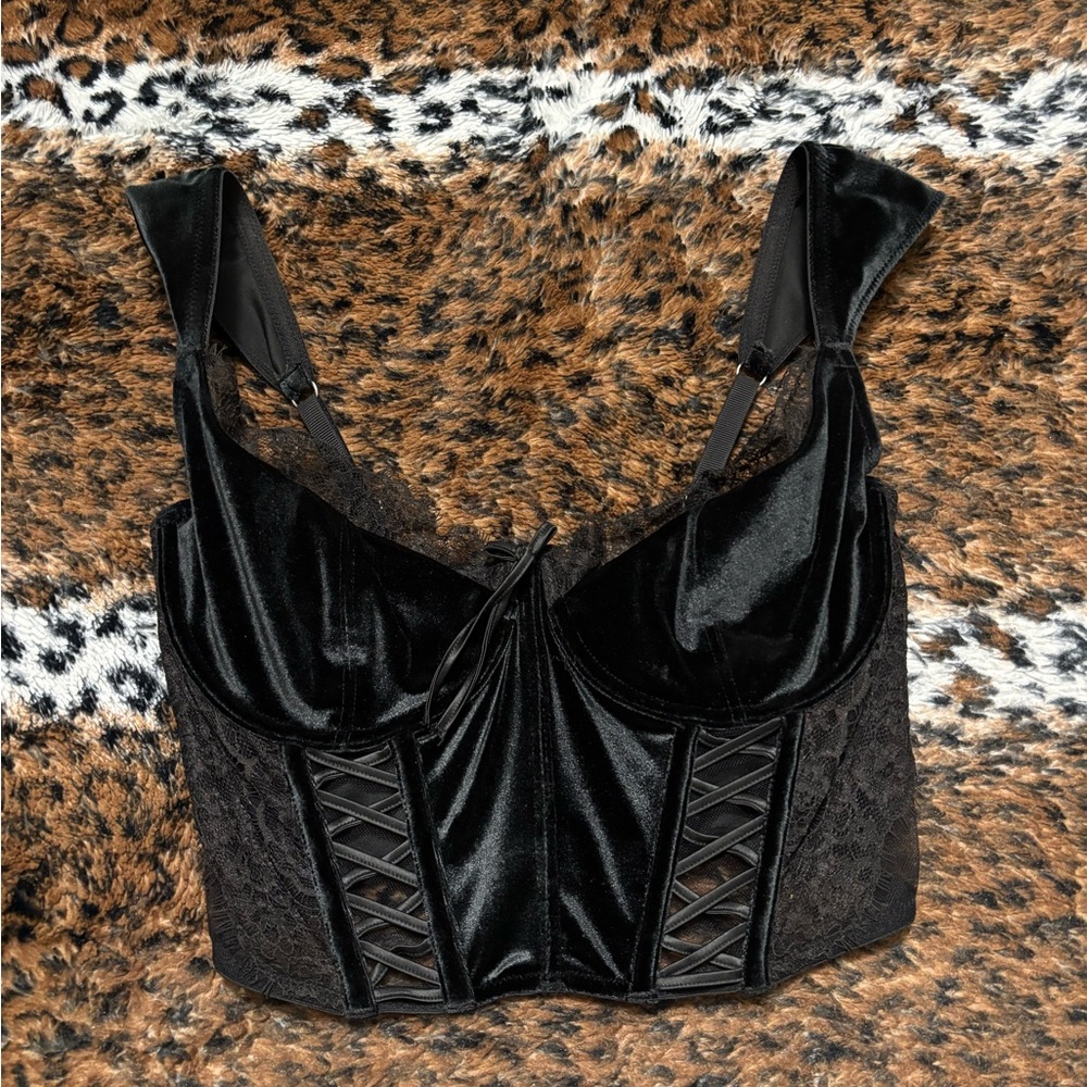 Victoria’s Secret Black Velvet Corset Top